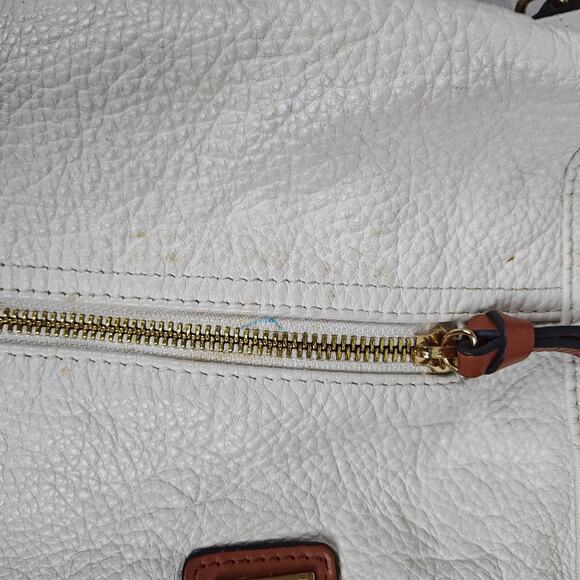 CYNTHIA ROWLEY XL Ivory/Brown Pebbled Leather Convertible Satchel/Shoulder Bag - Picture 14 of 16